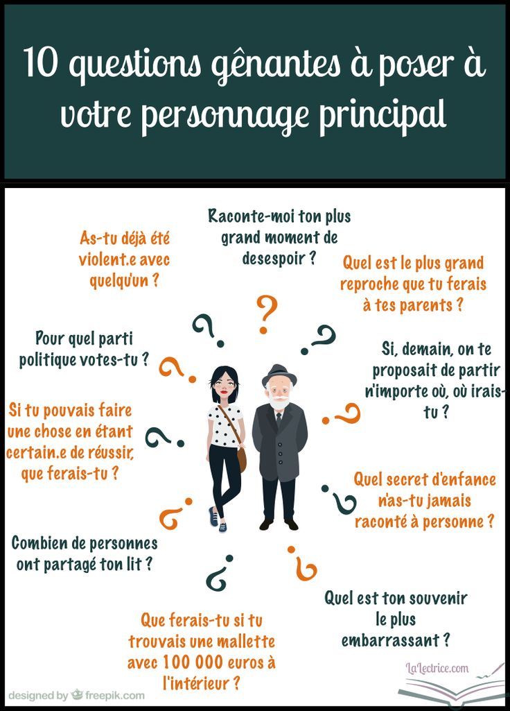 Educational Infographic 10 Questions Genantes A Poser A Votre Personnage Principal Infographicnow Com Your Number One Source For Daily Infographics Visual Creativity