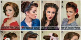 Fashion infographic : Coiffure avec un foulard ou bandana façon pin up rockabilly des années 50