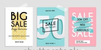Business infographic : Set media banners with discount offer. Shopping background, label for business p…