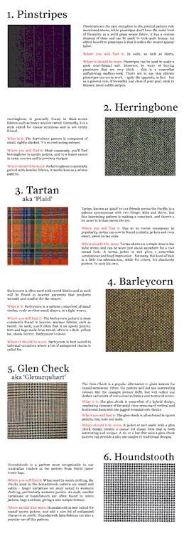 Fashion infographic : Fashion infographic : 6 fabric patterns every man ...