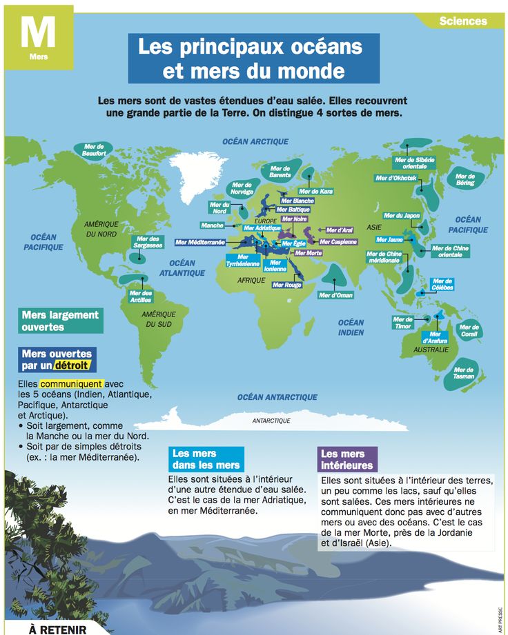 Science infographic - Les principaux océans et mers du monde ...