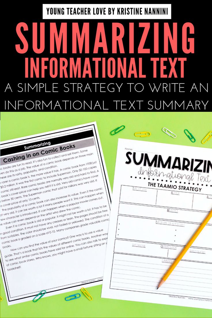 Educational infographic : Summarizing Informational Text ...