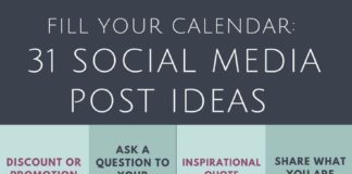 Business infographic : Fill Your Social Media Calendar With 31 Post Ideas
