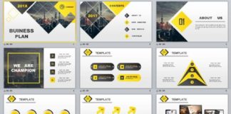 Business infographic : 28+ Best yellow lowpoly business PowerPoint template
