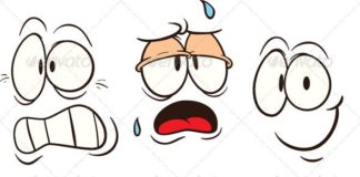 Business infographic : Cartoon faces with different expressions. Vector clip art illustration with simp…