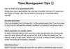 Management : Time Management Tips (Worksheet
