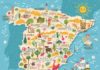 Travel infographic – Travel infographic – Vector stylized map of Spain. Travel illustration with spanish landmarks, people, food and plants.
