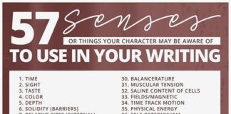 Educational infographic : 57 Best Senses to use in your Writing