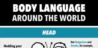 Educational infographic : Educational infographic : The shocking differences in basic body language around the world….
