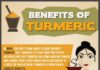 Health infographic : Benefits of Turmeric. Reduce pigmentation, Reduce the appearance of acne, body scrub, reduces facial hair, eases the burn, fights infection in the throat, shows down aging, fights free radicals. Best supplements from Zenith Nutrition. Health Supplements. Nutritional Supplements. Health Infographics