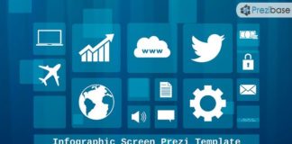 Statistics infographic : Prezi Template with an infographic and futuristic screen display concept. Blue …