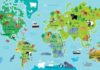 Travel infographic – Edwina World Map Animal Pals Framed Canvas Art