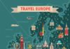 Travel infographic – Europe travel map poster. Travel and tourism background. Vector illustration