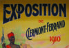 Travel infographic – “Exposition de Clermont-Ferrand”. Village noir. Sénégal, Soudan, Congo. 80 ind…