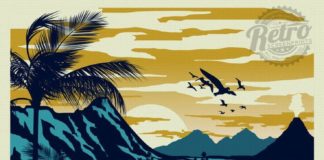 Travel infographic – Hawaii Retro Vintage Travel Poster Surf Palm Trees