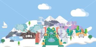 Travel infographic – Hokkaido travel map in flat illustration.