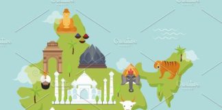 Travel infographic – India landmark travel map vector by Vectorstockersland on Creative Market