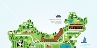 Travel infographic – Infographic travel and landmark china map shape vector on VectorStock