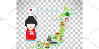 Travel infographic – Japan travel map on transparent background. Travel Icons