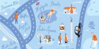 Travel infographic – London map. Travel and map illustration