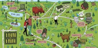 Travel infographic – Travel infographic – Mike Byers – Inn to Inn walking map of Vermont for Yankee Magazine