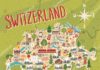 Travel infographic – Travel infographic – Vector stylized map of Switzerland. Travel illustration with swiss landmarks, nature, people, food and symbols.