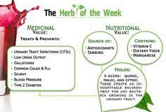 Health infographic : The Herb Of The Week – Cranberry. Medicinal value – Treats prevents – UITs, Lo…