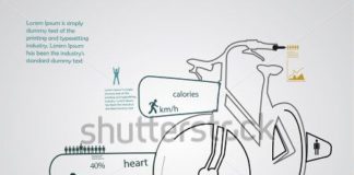Statistics infographic : Fitness and sports statistics infographics with bicycle in line design