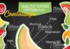 Food infographic – Infographic with nutritional facts for fruits on a blackboard base….