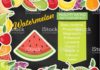 Food infographic – Infographic with nutritional facts for fruits on a blackboard base….