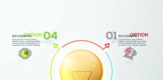 Business infographic : 3d Modern Light Bulb Infographics Template PSD, Vector EPS, AI Illustrator