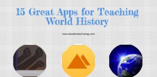Educational infographic : 15 Great Apps for Teaching World History