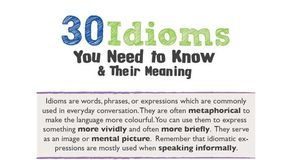 Educational infographic : 30 Idioms You Need to Know & Their Meaning (Infographic)