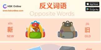 Educational infographic : Chinese opposite words