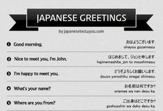 Educational infographic : Educational infographic : Formal greetings. – Japan, Japanese words, vocabulary, learning different languages, infographic, sentence examples, everyday phrases, communication
