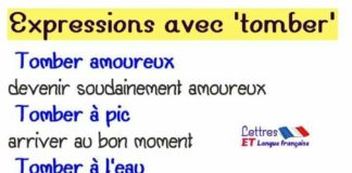 Educational infographic : Expressions avec “tomber” – #avec #Expressions #francaise #Tomber