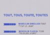 Educational infographic : French grammar – Tout, Tous, Toute, Toutes