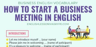 Educational infographic : How to Start a Business Meeting in English