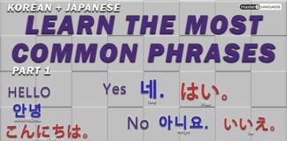 Educational infographic : Learn the most Common Phrases to use in Korean + Japanese (part 2 coming soon) ….