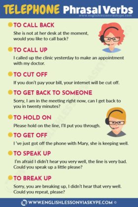 Educational infographic : List of English Telephone Phrasal Verbs ...