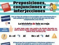 Educational infographic : Preposiciones, interjecciones y conjunciones | Piktochart Infographic Editor