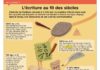Science infographic – Science infographic – Play Bac éditions spéciales – Mon Quotidien, infographie pour Pilot – L’écriture au fil des siècles.