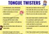 Educational infographic : Tongue Twisters: 65 Popular Tongue Twister to Improve Pronunciation – English St…