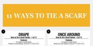 Fashion infographic : 20+ Ideas for how to wear a scarf in winter outfits north faces