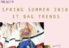 Fashion infographic : Fashion infographic : blue Chloe Bijoux drew, pink Chloe nile, yellow Dior bag with text overlay #6 BOLD BAG Spring Summer 2018 IT bag trends