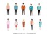 Fashion infographic : Young people, teenagers and students. Fashion man and woman in modern clothes. D…