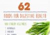Food infographic – 62 Foods For Digestive Health High In Magnesium, Iron, Zinc and B Vitamins