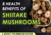 Food infographic – 8 Potential Health Benefits of Shiitake Mushrooms