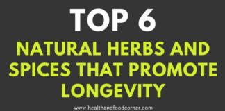 Health infographic : Top 6 Natural Herbs and Spices That Promote Longevity