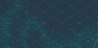 Science infographic – Abstract Music background. Big Data Particle Flow Visualisation. Science infogra…